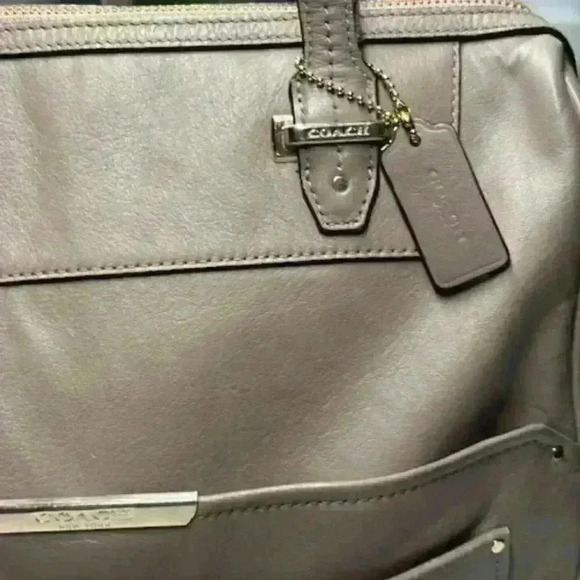 Coach F30965 TAYLOR Leather BOWLER SATCHEL Bag Purse Gray Taupe Color - Picture 4 of 16